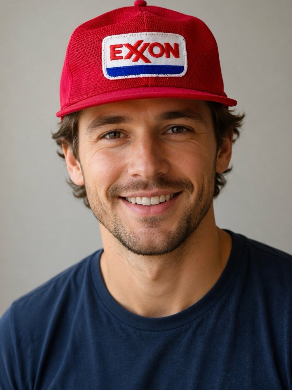 Vintage Exxon Red Mesh Logo Trucker Hat